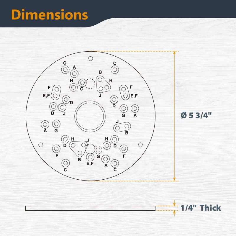 POWERTEC Router Base Plate Acrylic 5-3/4"" w/Screws & Predrilled Holes for Trim & Plunge Routers, Clear Guide Bushing Router Plate, Fits Listed Models Bosch, DeWalt, Makita, Porter Cable & More - 71381 - Image 5
